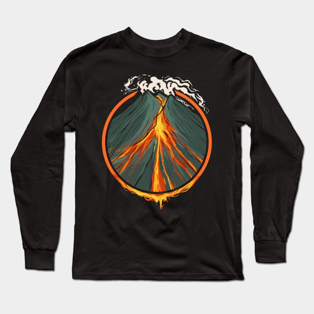 Vintage Mount Merapi Volcano Long Sleeve T-Shirt by SinBle